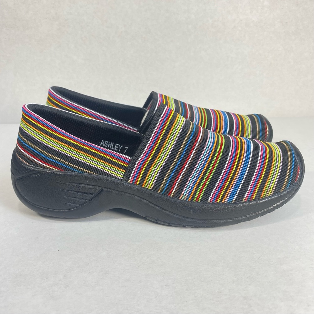 Corky’s Ashley Rainbow Striped Slip On Stretch Loafers Shoes; Women’s Size 7 NEW